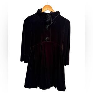 Free People Velvet Hooded Baby Doll Cape Coat XS Black Goth Vintage